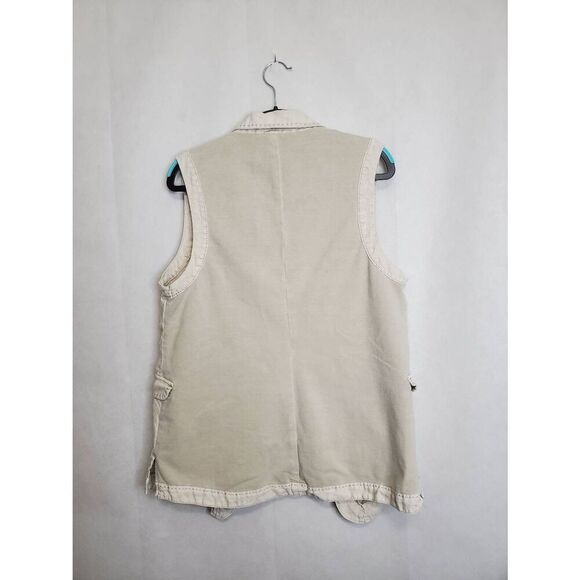 Marrakech Open Front Cream Linen Vest Minimalist Coastal Normcore Capsule - Picture 6 of 8